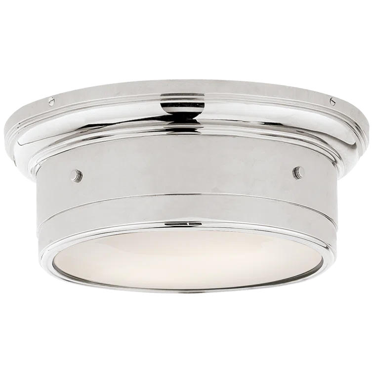 Siena Rivet-Detailed Polished Nickel & Glass Ceiling Light