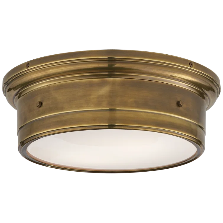 Hand-Rubbed Antique Brass and Glass Flush Mount Light