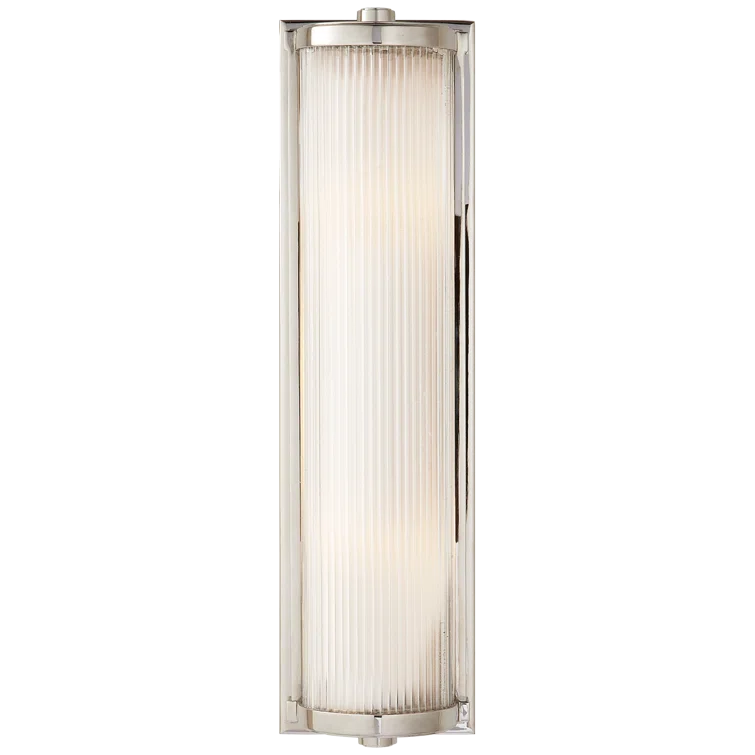 Polished Nickel Outdoor Cylinder Wall Sconce with Frosted Glass