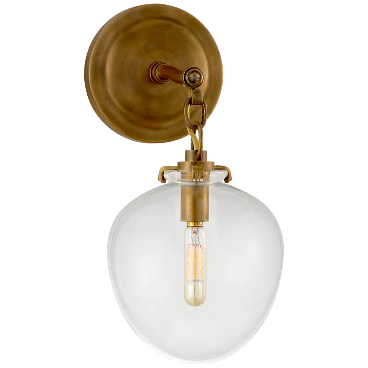 Hand-Rubbed Antique Brass and Clear Glass Outdoor Wall Sconce