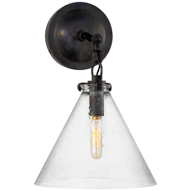 Katie Conical 14'' Bronze and Black Dimmable Wall Sconce