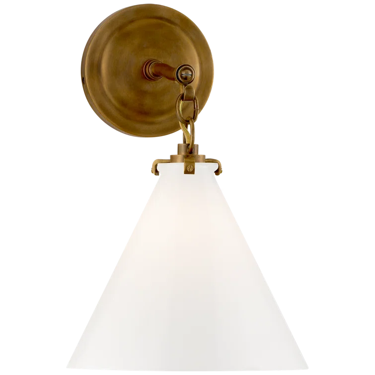 Katie Conical 14.4" Bronze Wall Sconce with White Shade