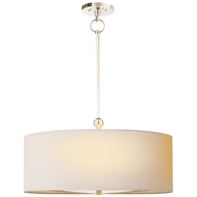 Polished Nickel 22" Drum Shade Indoor/Outdoor Pendant Light