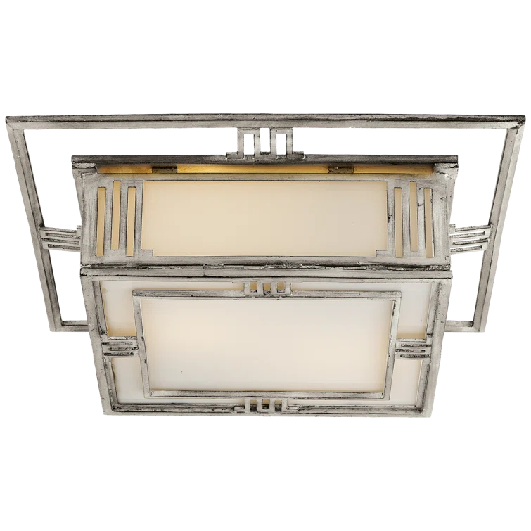Enrique 16" Burnished Silver Leaf Glass Flush Mount