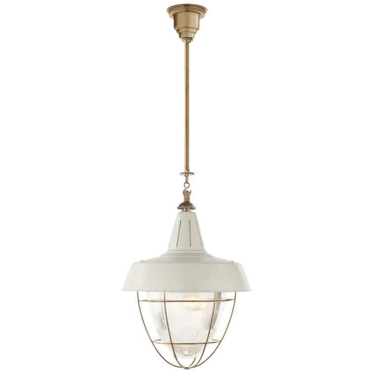Henry 24" Prismatic Glass & Antique Brass Industrial Pendant