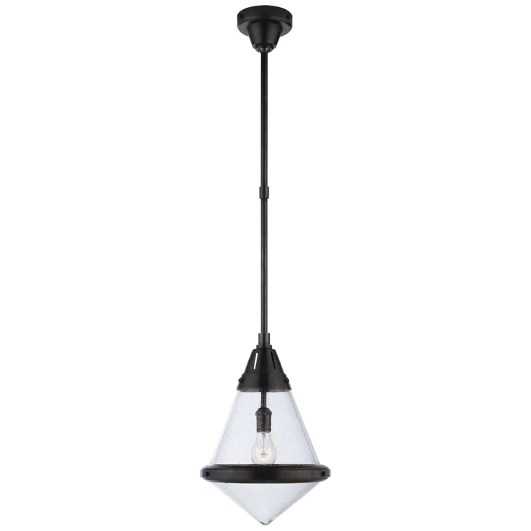 Bronze and Seeded Glass Diamond Pendant Light