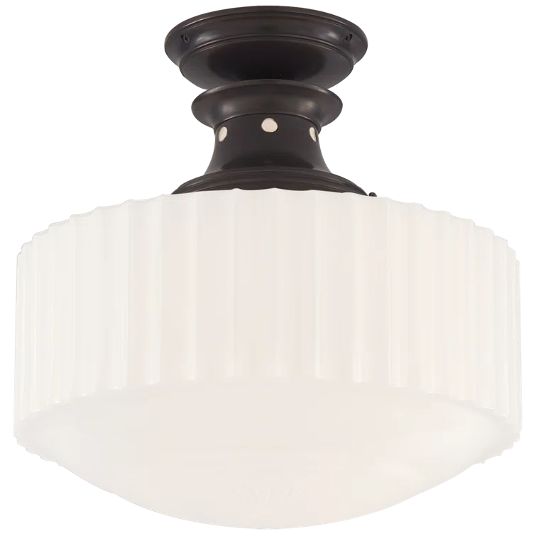 Milton Bronze and White Glass Convertible Pendant Light