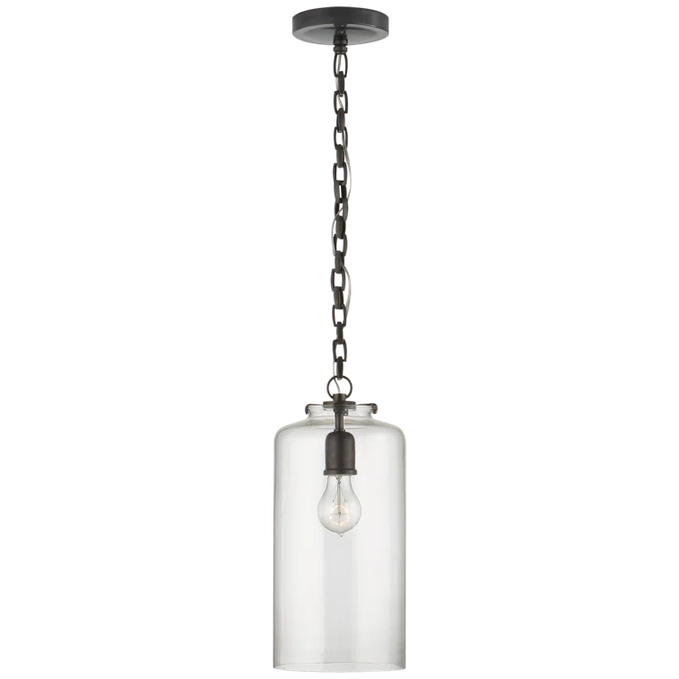Bronze and Clear Glass 16" Pendant Light