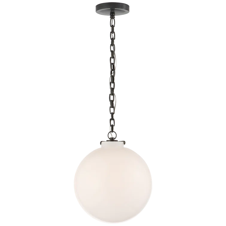 Katie Bronze Globe Pendant with White Glass Shade