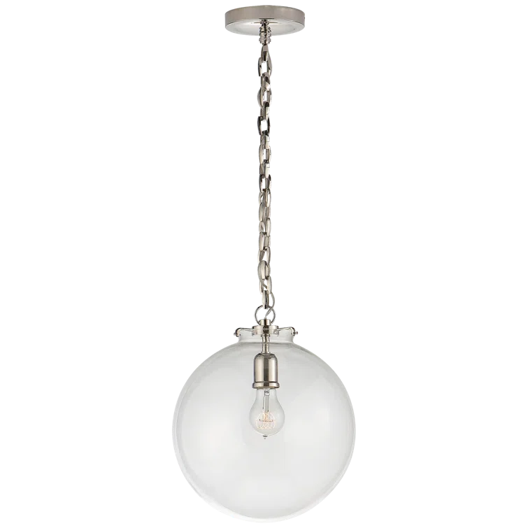 Katie 14" Polished Nickel Glass Globe Pendant Light