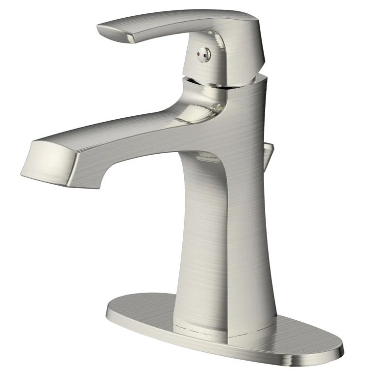 Cardania Brushed Nickel Single Handle Bathroom Faucet with Drain Assembly