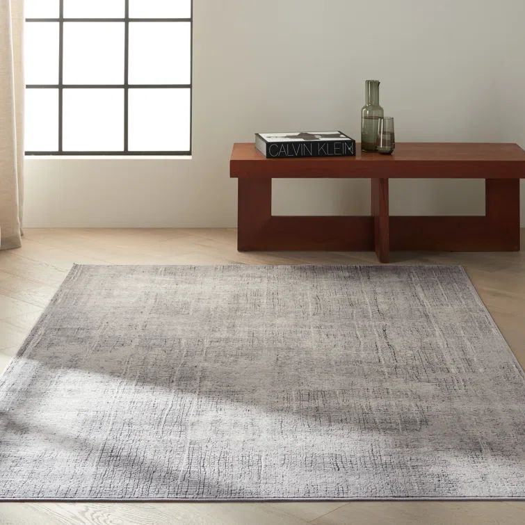 Abstract Vapor Gray 5' x 7' Handmade Viscose Area Rug
