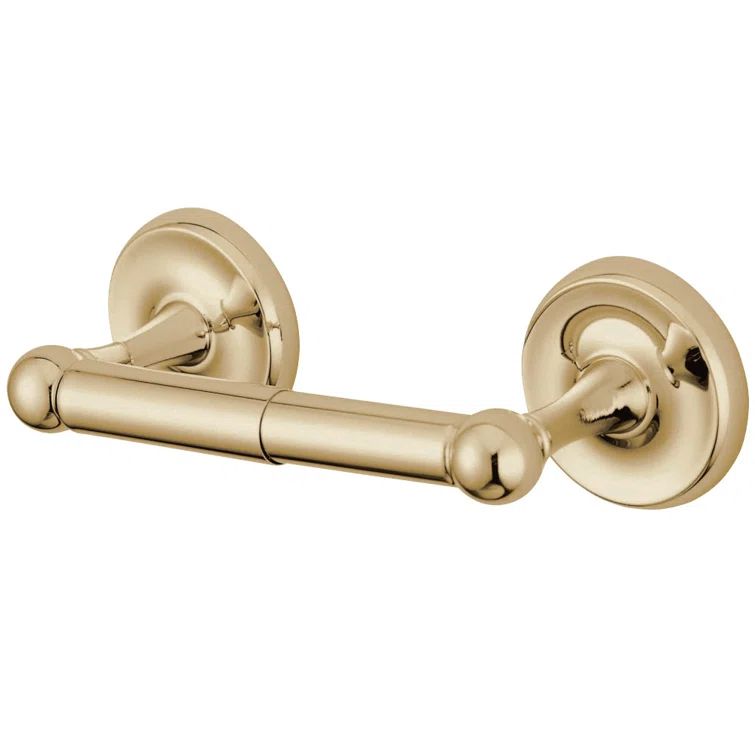Classic Polished Brass Toilet Paper Holder with Round Bases