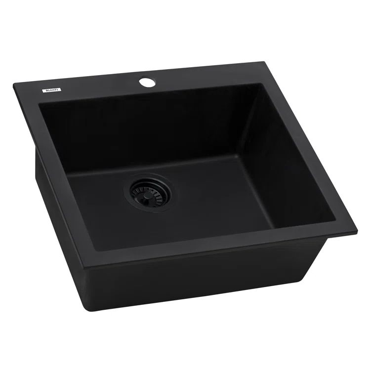 Midnight Black Granite Composite Drop-in Kitchen Sink