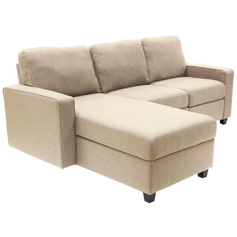 Copenhagen 60'' Beige Fabric Sectional with Storage and Rolled Arms