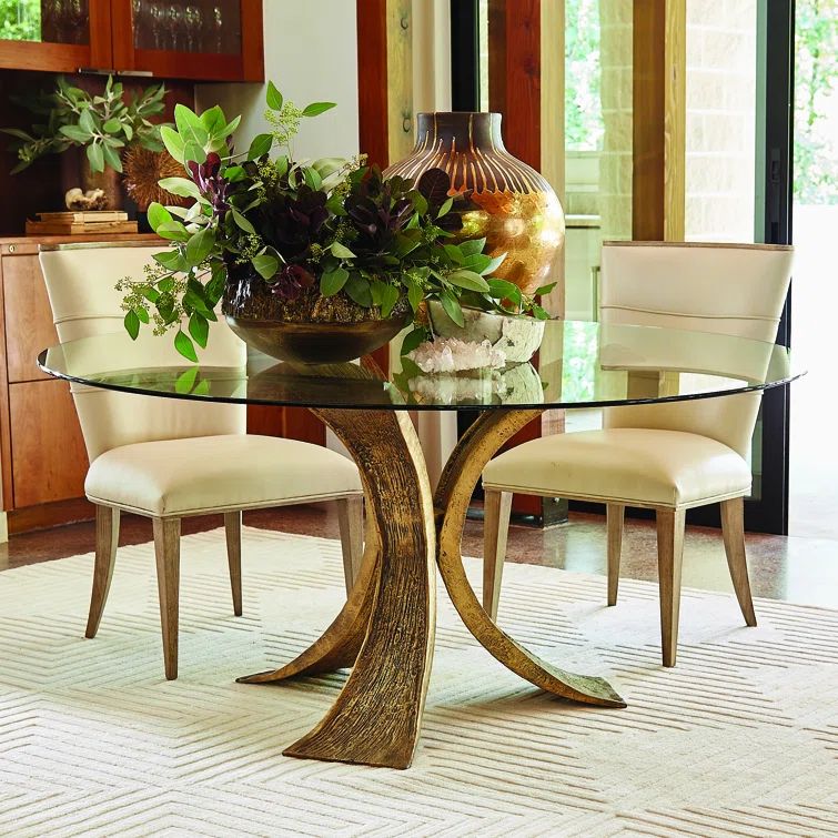 Beige Leather Upholstered Side Chair with Wood Trim