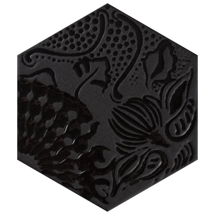 Gaudi Lux Black Porcelain Hexagon Wall and Floor Tile