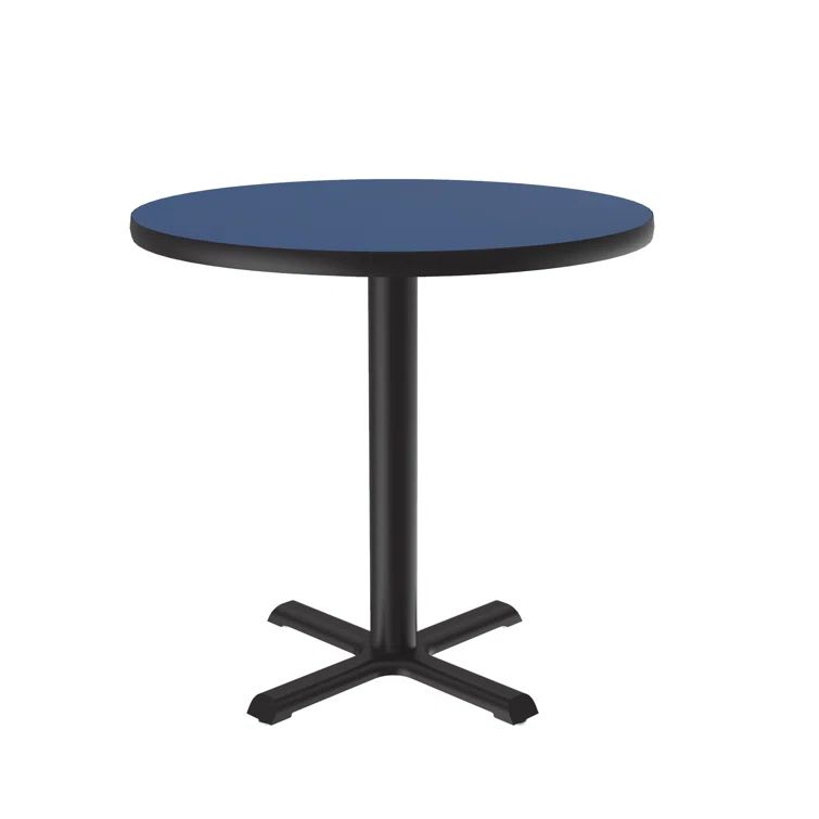 Blue Round Acrylic Dining Table with Metal Base