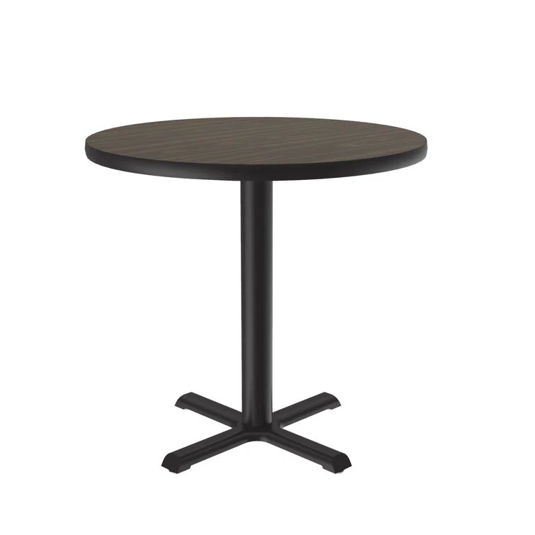 Round Walnut Laminate Dining Height Table
