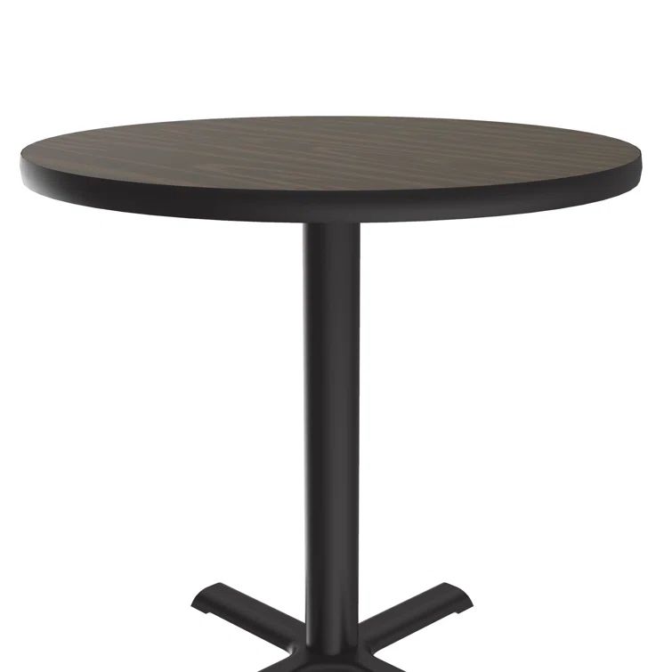48" Round Walnut Wood Dining Height Table with Black Steel Base