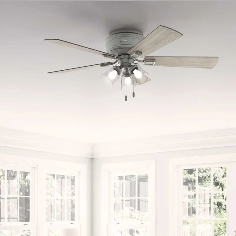 Matte Silver 52" Low Profile Ceiling Fan with LED Light