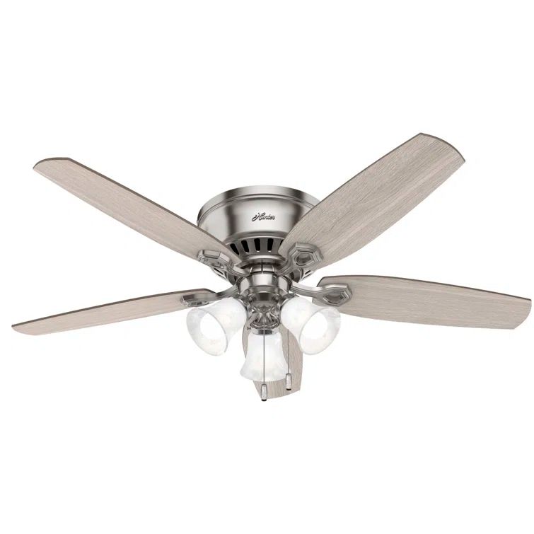 Brushed Nickel 52" Low Profile Ceiling Fan with LED Lights