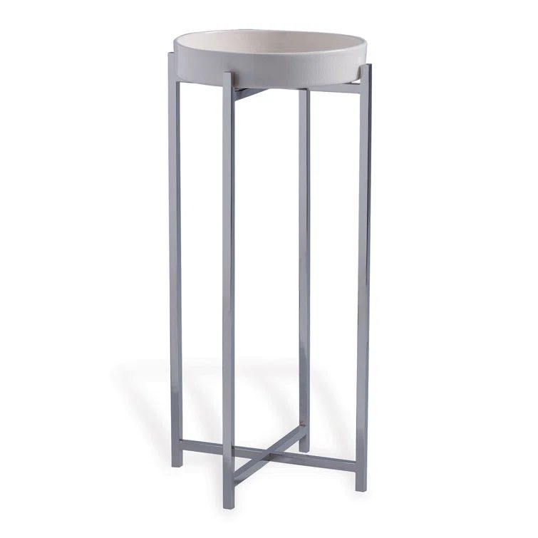 Jody Cream Crackle Porcelain Tray Top Round End Table