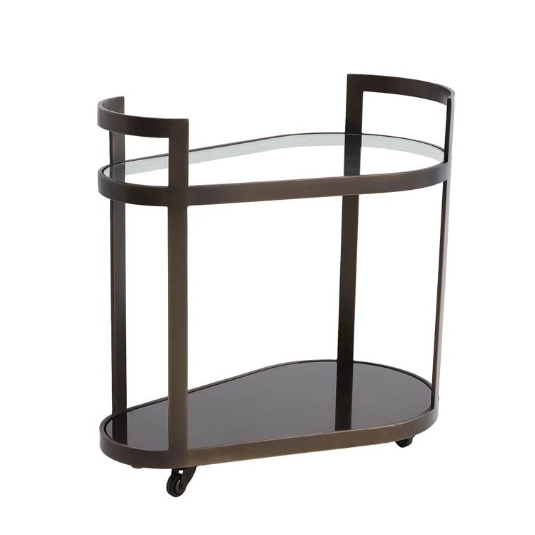 Regan Antique Gunmetal Oval Bar Cart with Storage