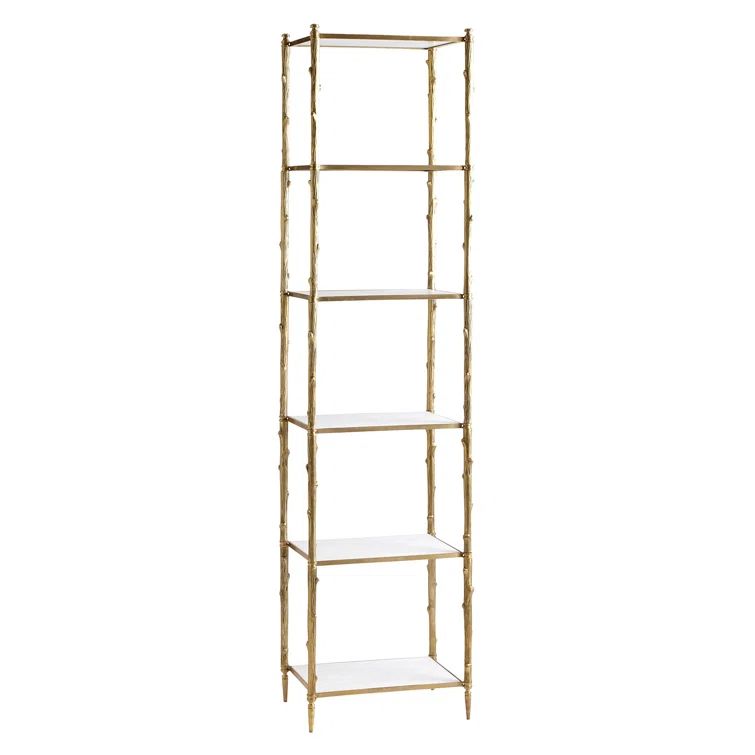 Arbor Brass & White Marble Etagere Bookshelf