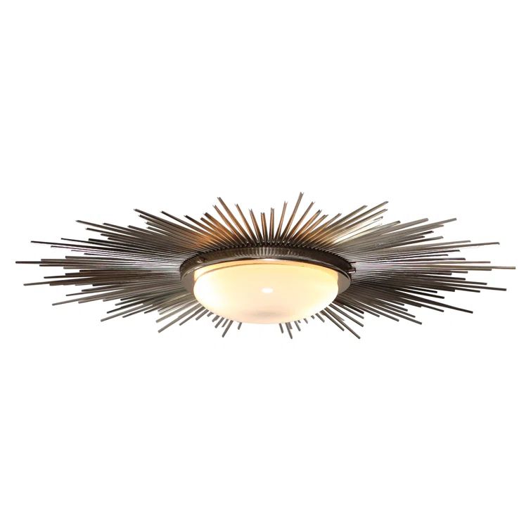 Sunburst Nickel 42" Dimmable 2-Light Fixture with Frosted Glass Shade