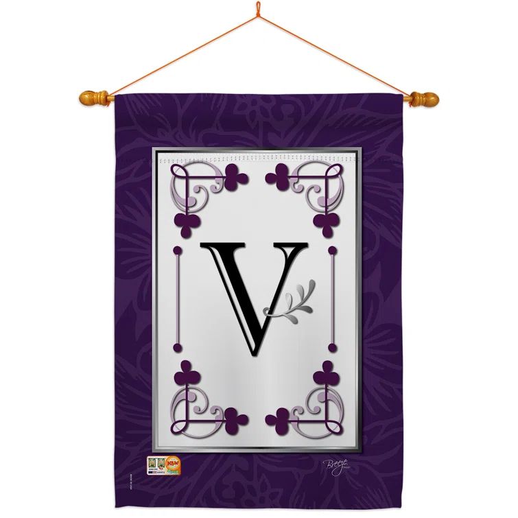 Classic V Monogram 2-Sided Purple and White Polyester House Flag