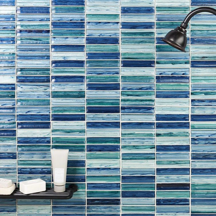 Tara Sea Green Polished Glass Mosaic Wall Tile