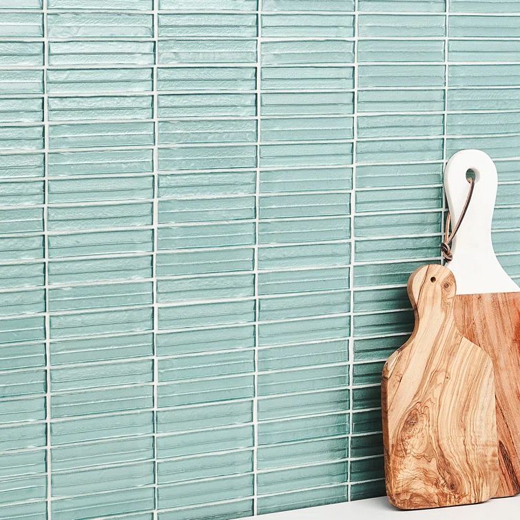 Seafoam Green Polished Glass Mosaic Wall Tile