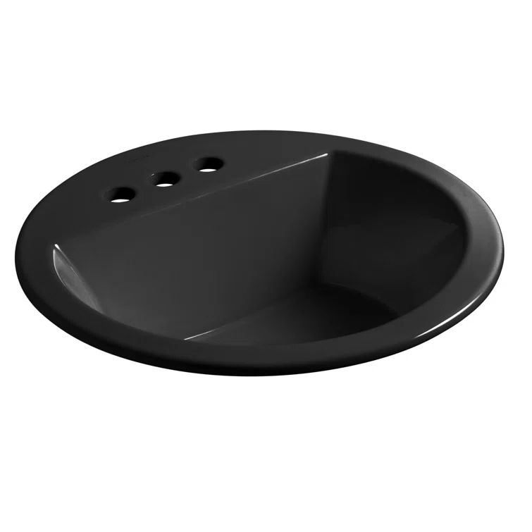 Bryant Black Ceramic Circular Drop-In Bathroom Sink