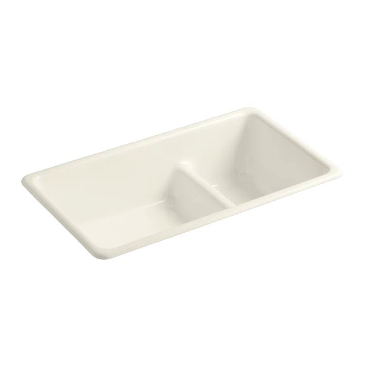 Biscuit Cast Iron 33" Drop-In Double Bowl Kitchen Sink