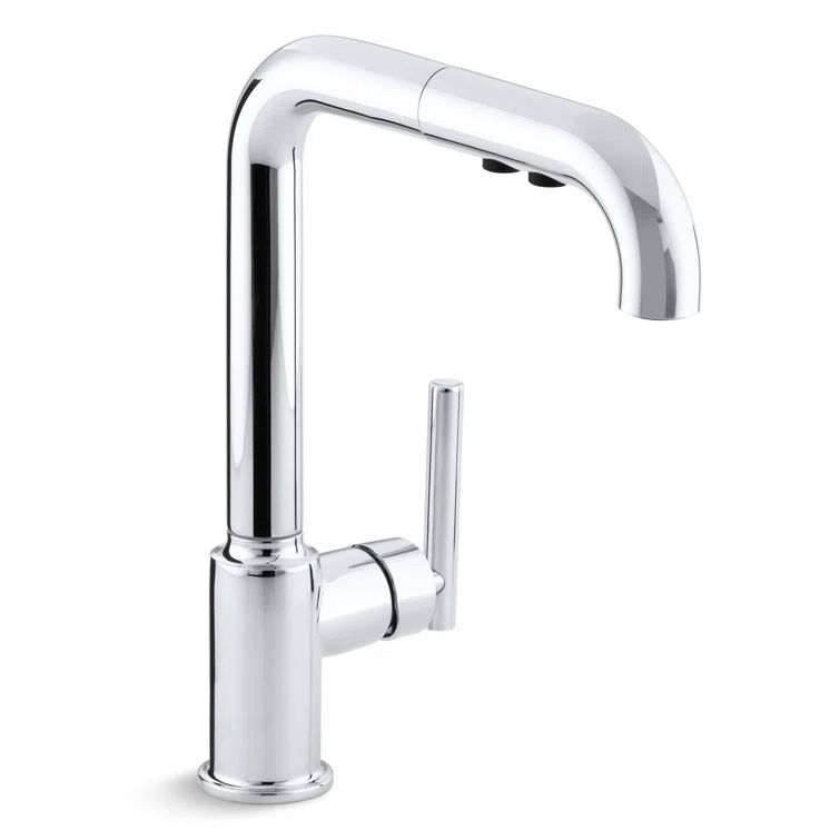 Polished Chrome Pull-Out Kitchen Faucet with Spray