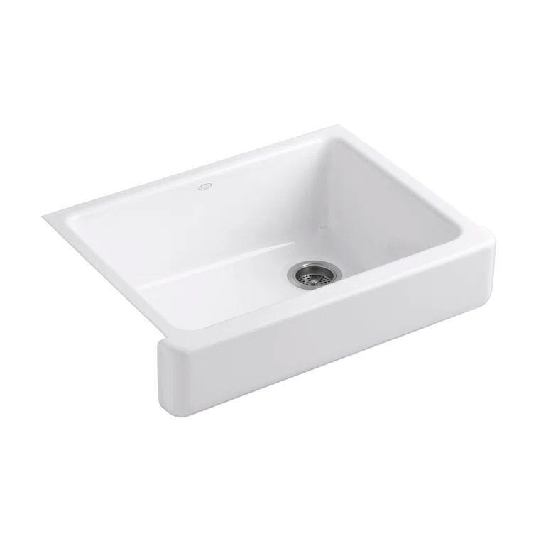 White 30" Cast Iron Farmhouse Single Bowl Kitchen Sink
