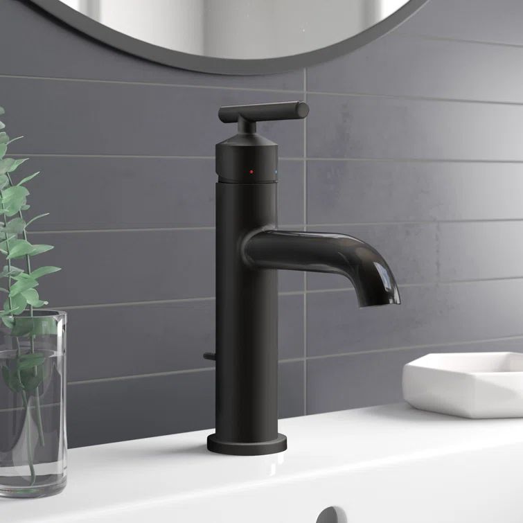 Matte Black Metal Single Hole Bathroom Faucet with Diverter