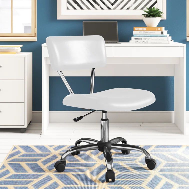Vista White Vinyl Armless Task Chair with Chrome Frame