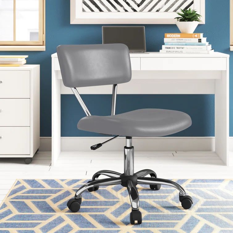 Vista Swivel Low-Back Task Chair in Gray Faux Leather