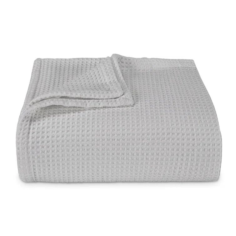 King Size Gray Cotton Waffle Weave Electric Throw Blanket