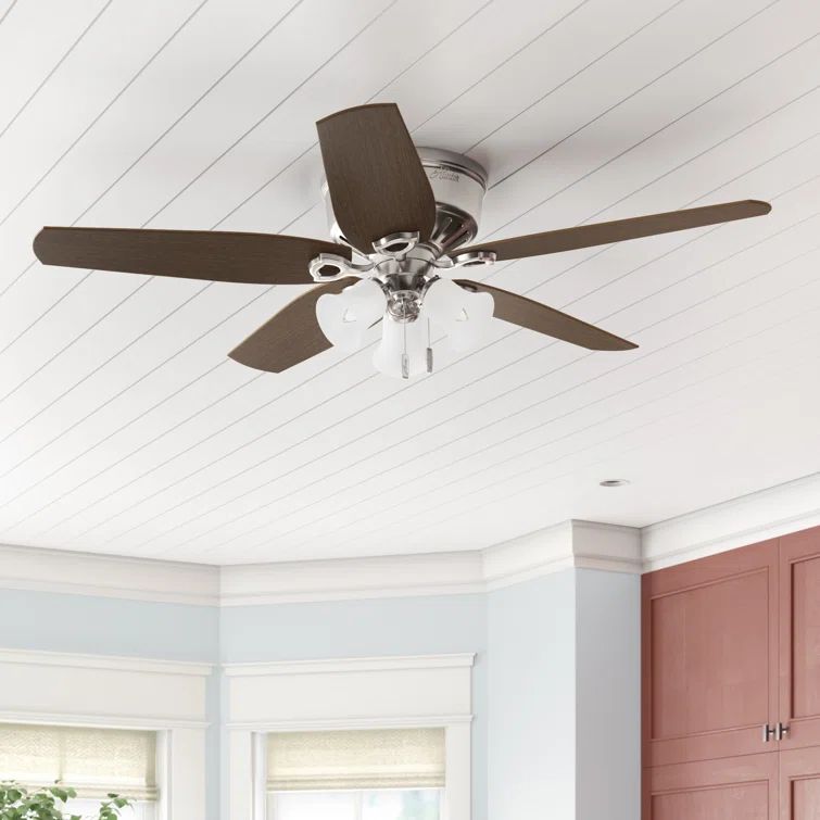 52" Brushed Nickel Low Profile Ceiling Fan with Lights