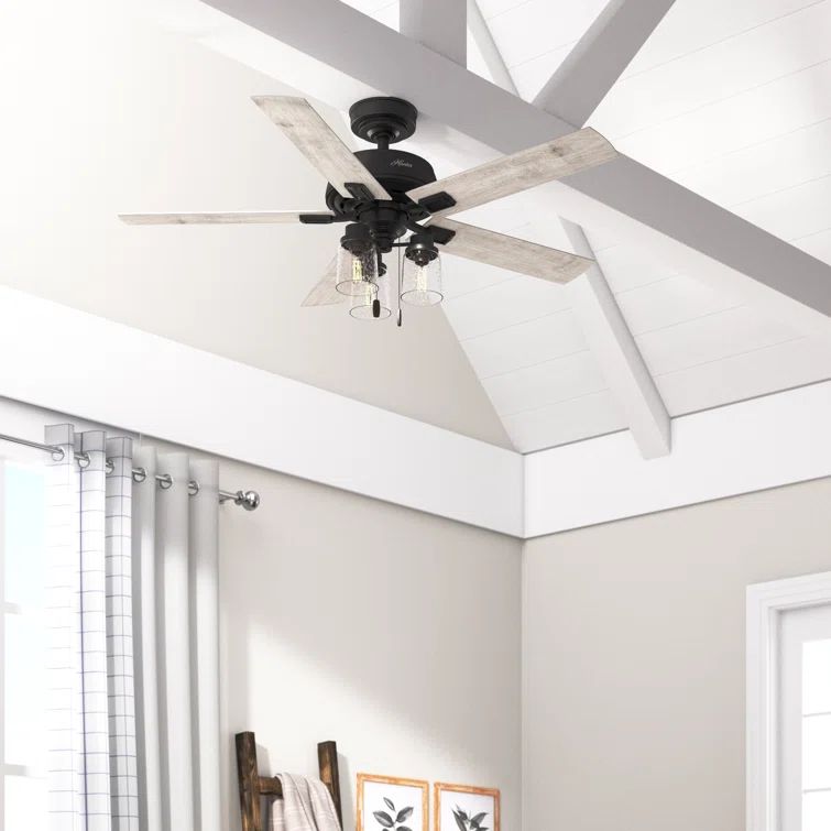 44" Hartland Noble Bronze Ceiling Fan with Seeded Glass Light Kit