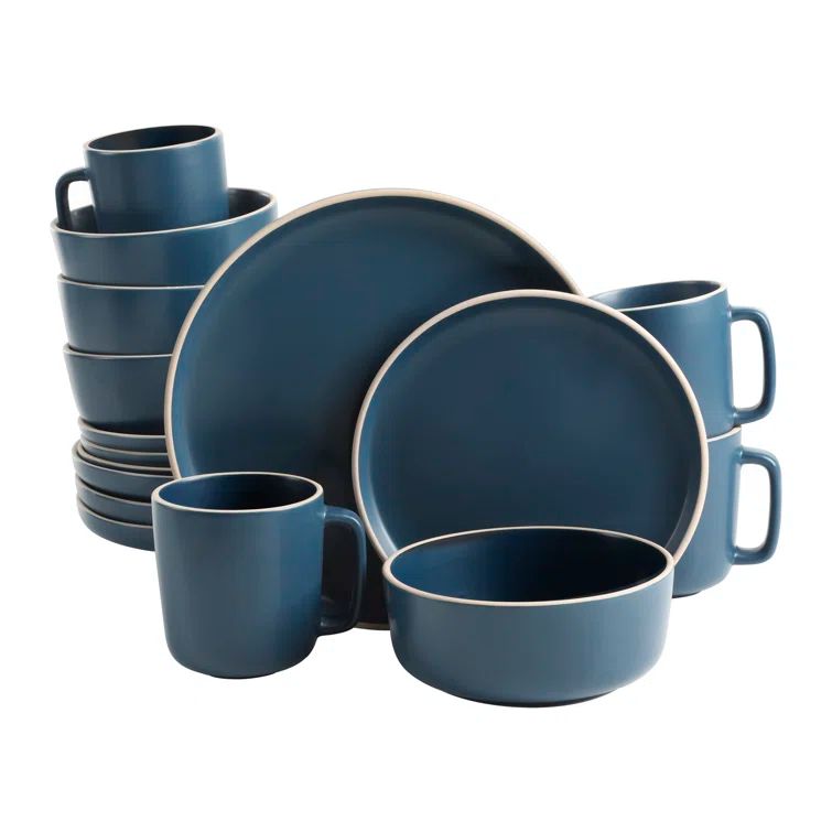 Cobalt Blue Ceramic 16-Piece Dinnerware Set, Service for 4