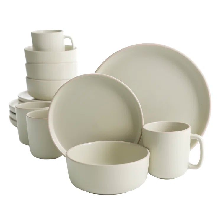 Pistachio Ceramic 16-Piece Dinnerware Set, Service for 4