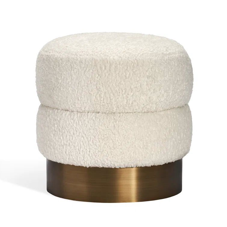 Charlize Cream and Antique Bronze Round Accent Stool