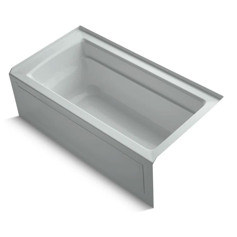 Ice Grey 60" Acrylic Alcove Soaking Bathtub with Left Drain