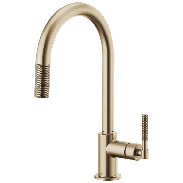 Luxe Gold Brass Pull-Down Kitchen Faucet with Spray