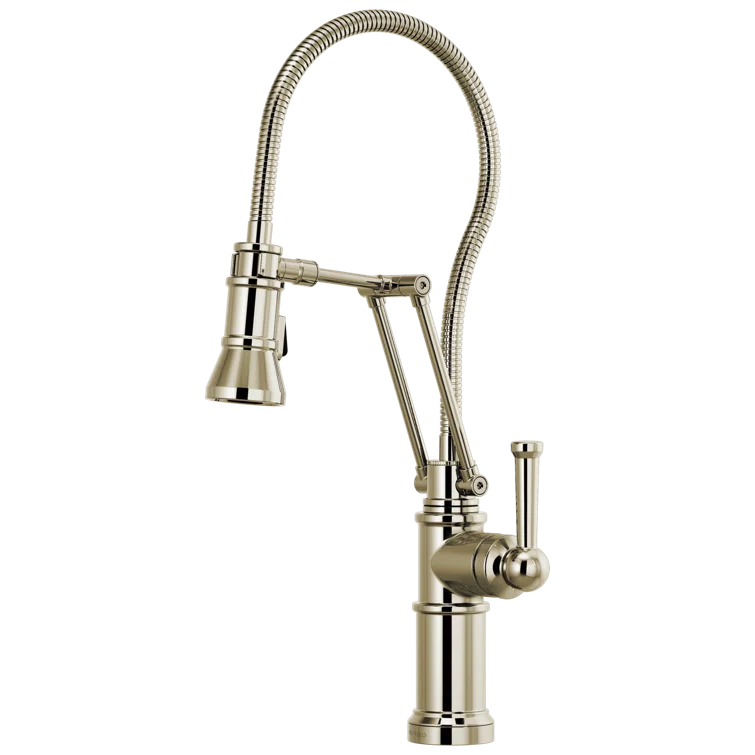 Polished Nickel Brass Kitchen Faucet with Pull-out Spray