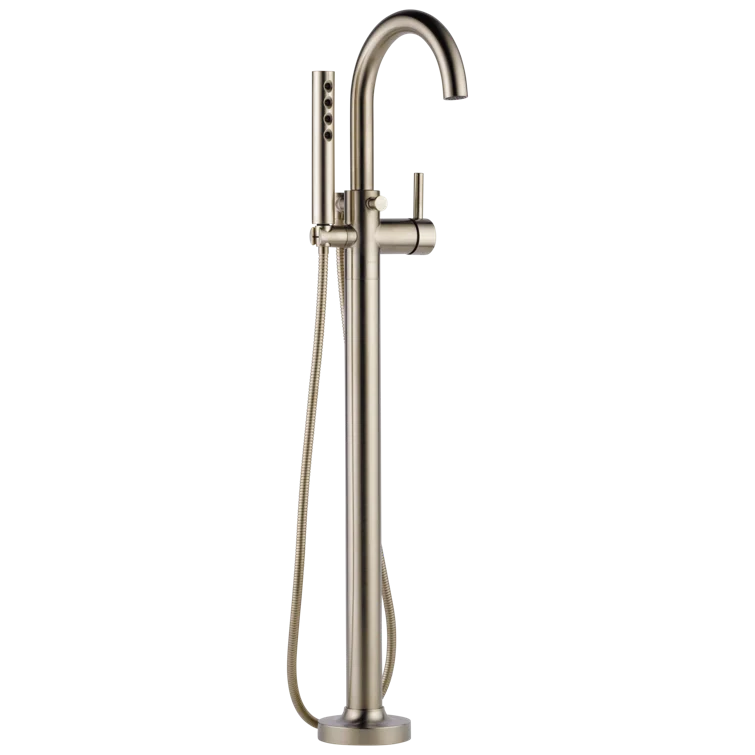 Modern Black Nickel Floor Mounted Brass Faucet with Handshower